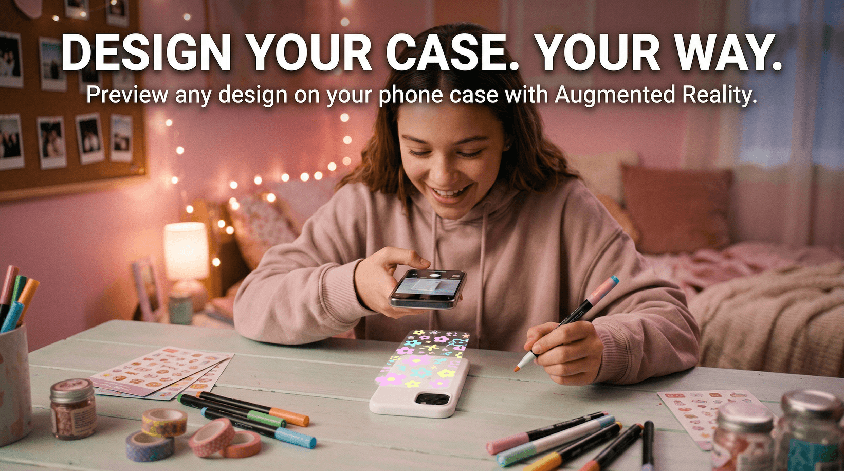 Using AR to preview a design on a phone case